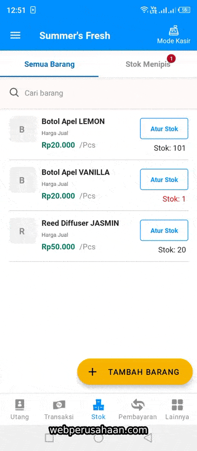 pengingat stok menipis